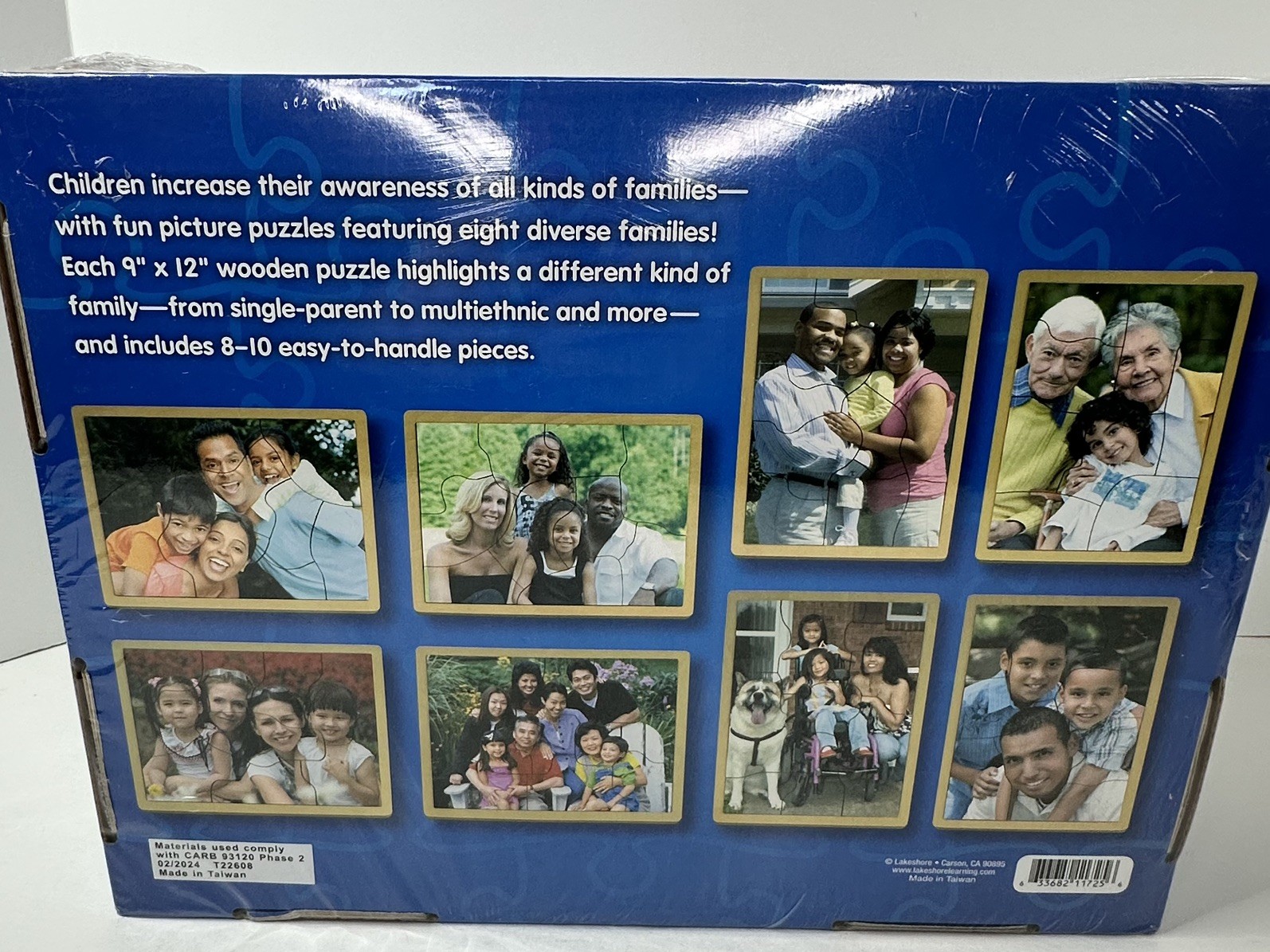 Lakeshore All Kinds of Families 8 wooden Picture Puzzles~Multicultural~SEALED