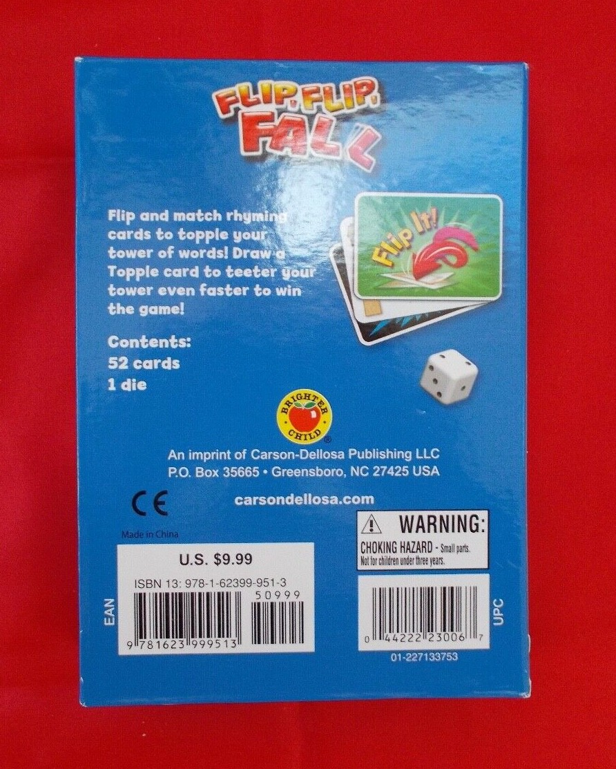 Carson-Dellosa “Flip, Flip, Fall” Card Game Ages 5+ Two to Four Players
