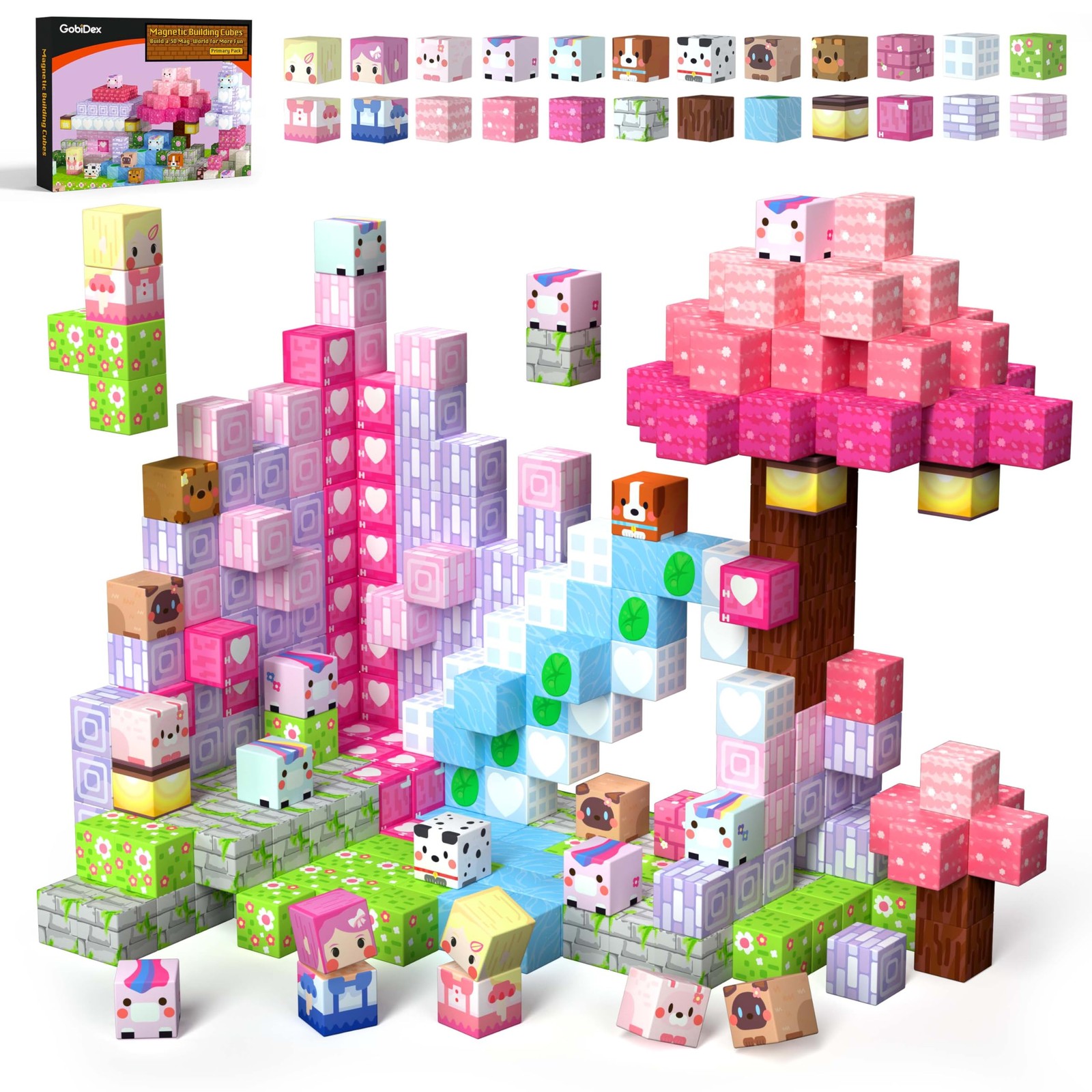 GobiDex Magnetic Blocks Kid Building Toys for 3+ Years 0.8 inch, Multicolor