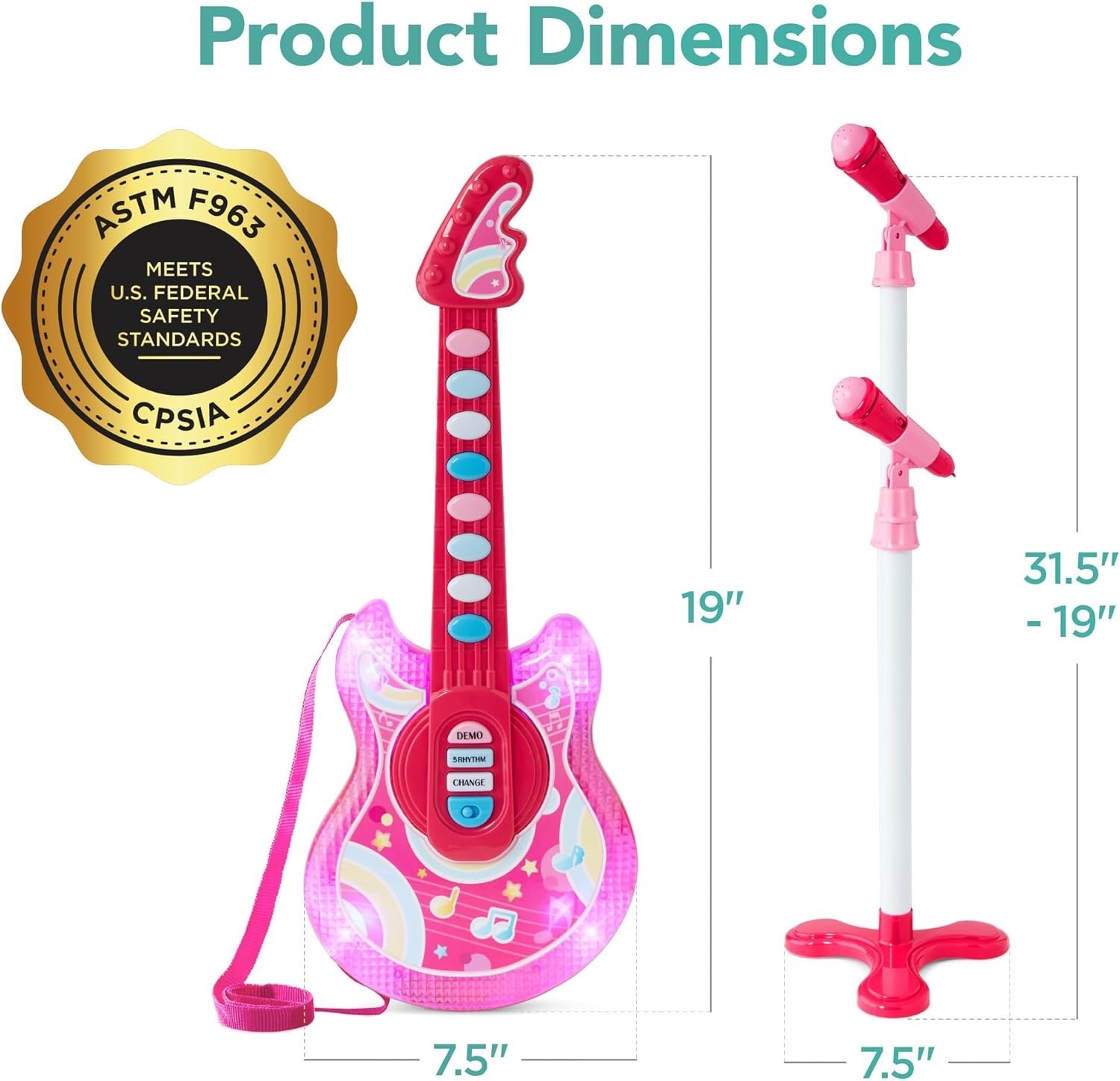 Electric Guitar Microphone Set w/ Stand & LED VARIOUS COLORS