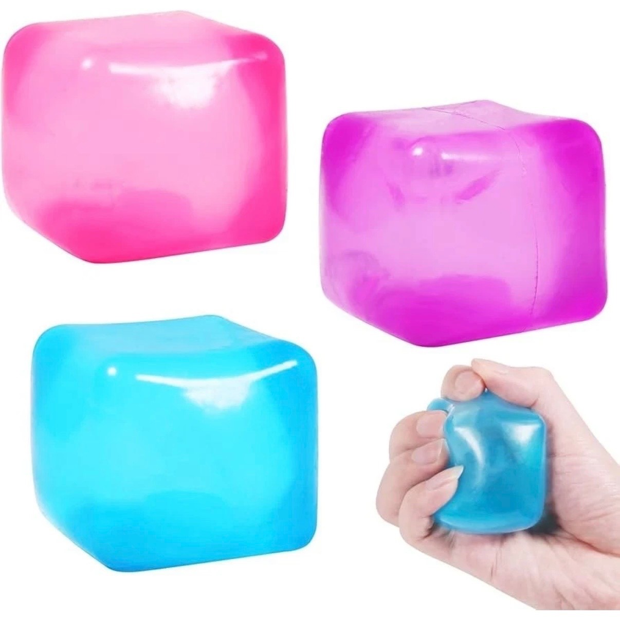 Nee Doh Nice Cube – Super Solid Squish! (Blue, Purple, Pink) New