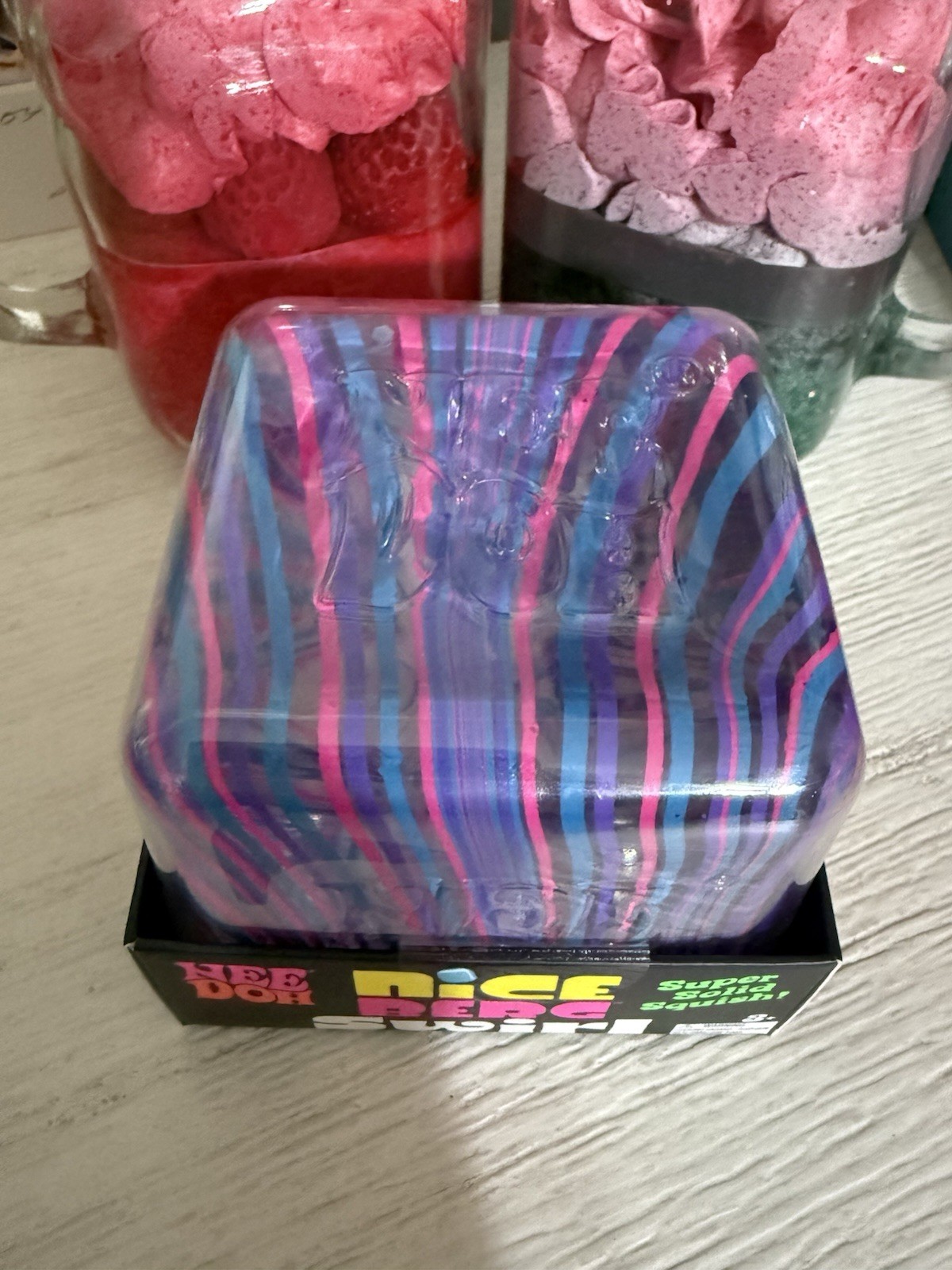 NeeDoh Nice Berg Swirl XL Giant Nee Doh Squishy Swirl Cube Purple Pink Blue