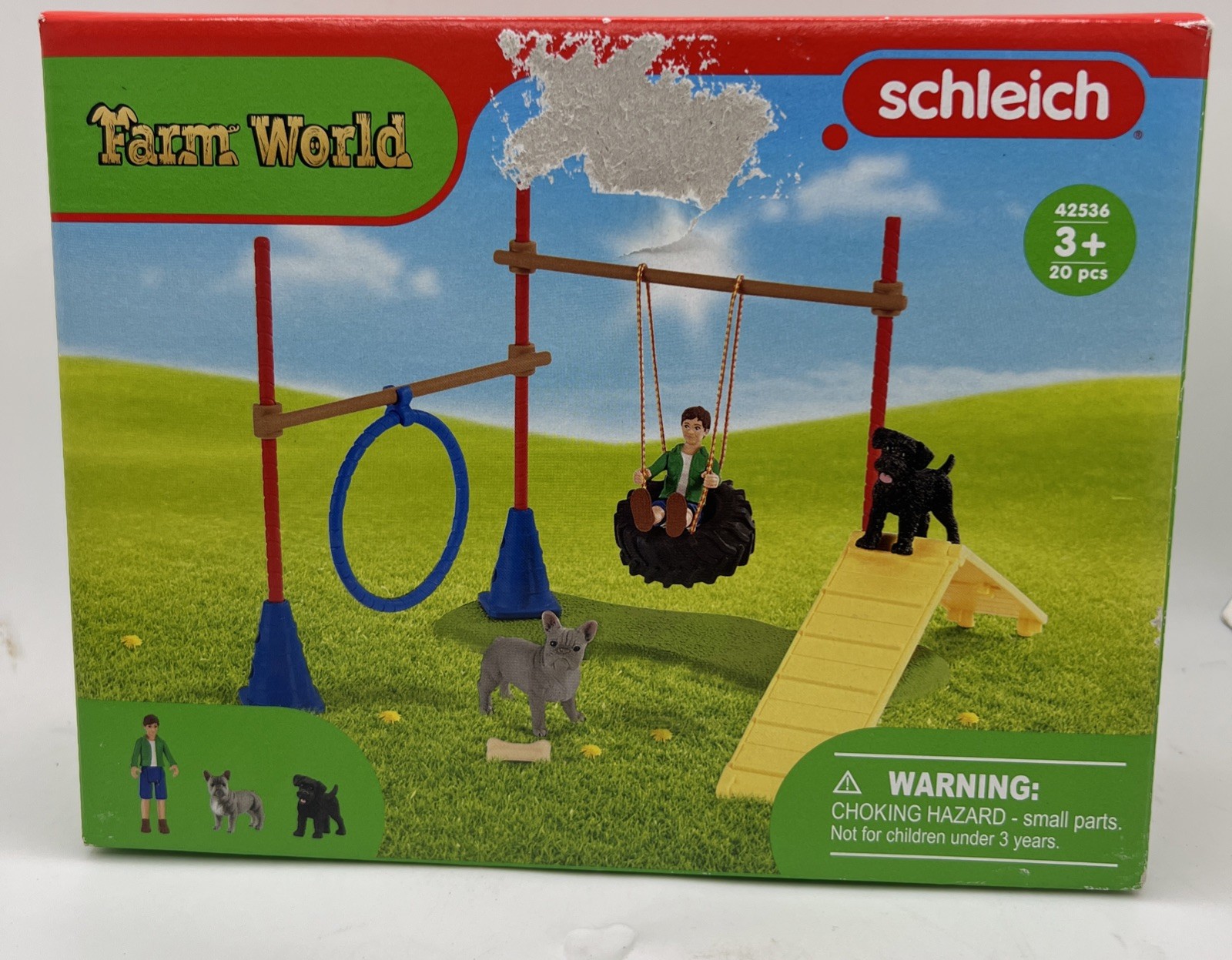 SCHLEICH 42536 Puppy Agility Training Farm World Toy Playset 20 Piece