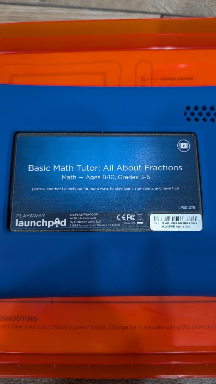 Playaway Launchpad Basic Math Tutor Fractions Learning Tablet, Grade 3-5