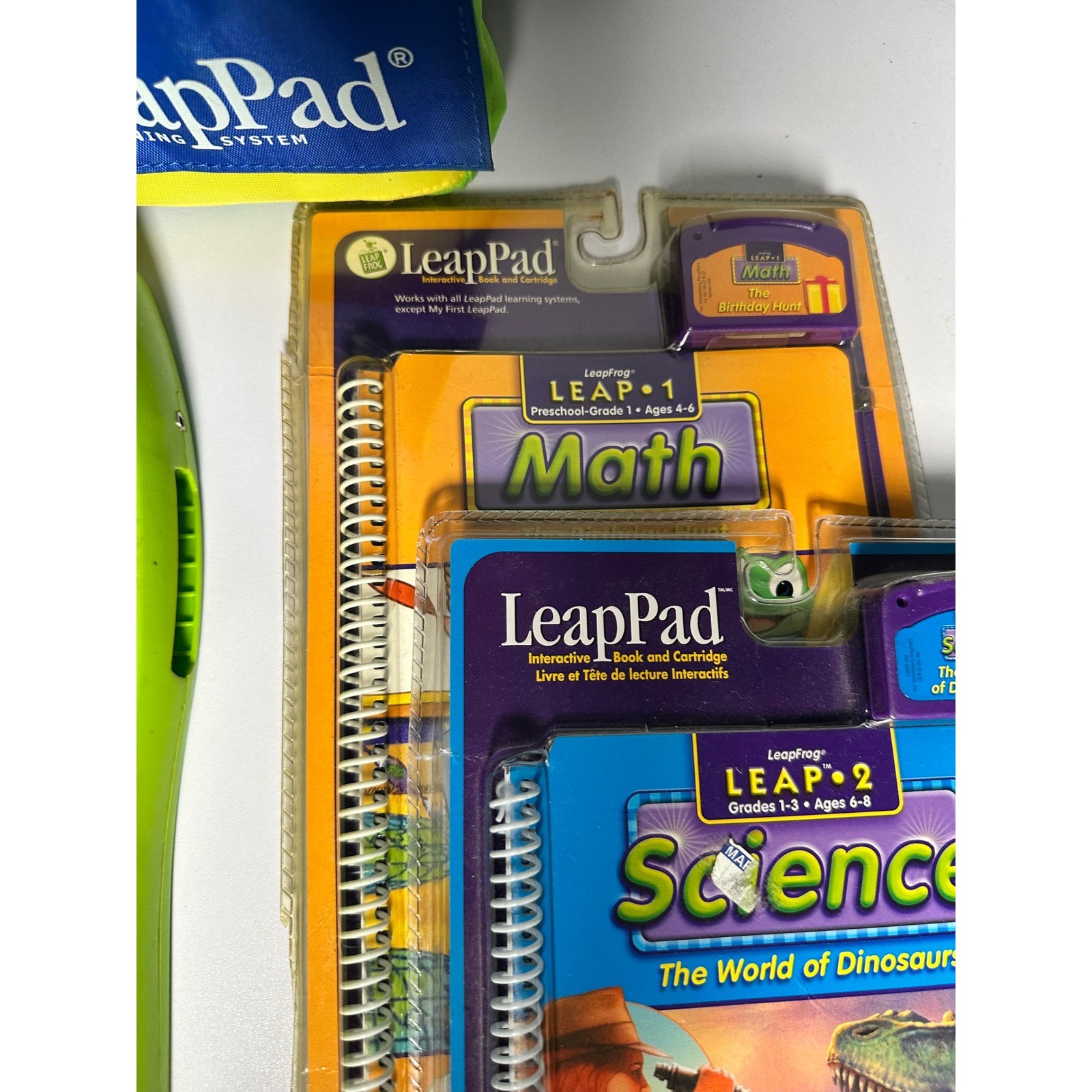LeapFrog LeapPad Learning System Backpack 7 Books Cartridge Math Reading Science