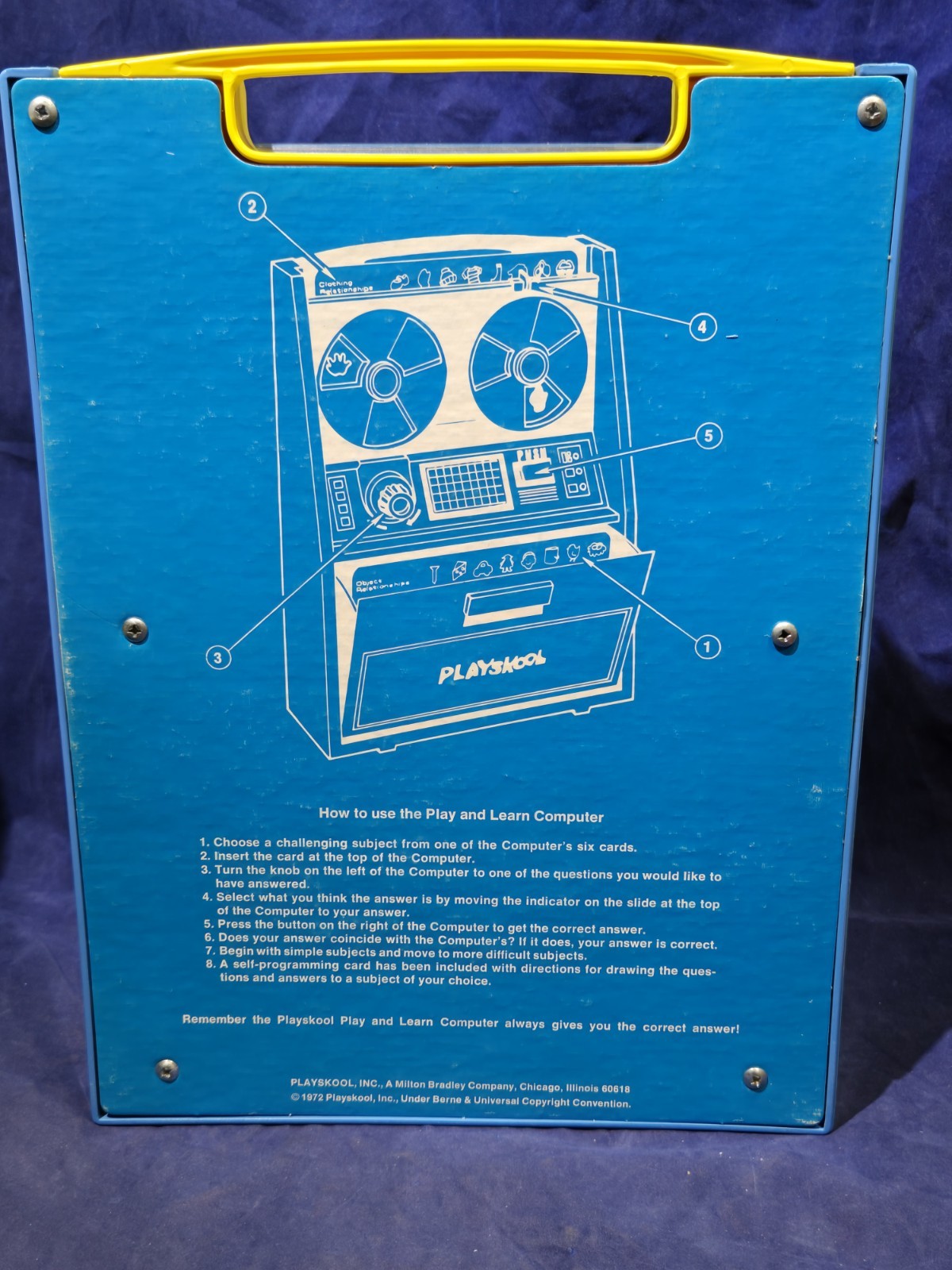 Vintage 1972 Playskool Play ‘N Learn Computer Reel to Reel Toy with 7 Cards