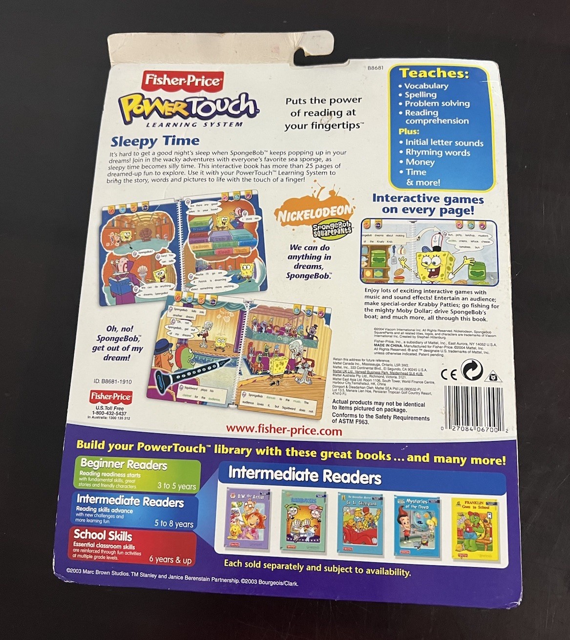 Fisher-Price Power Touch Powertouch SpongeBob SquarePants Sleepy Time NEW
