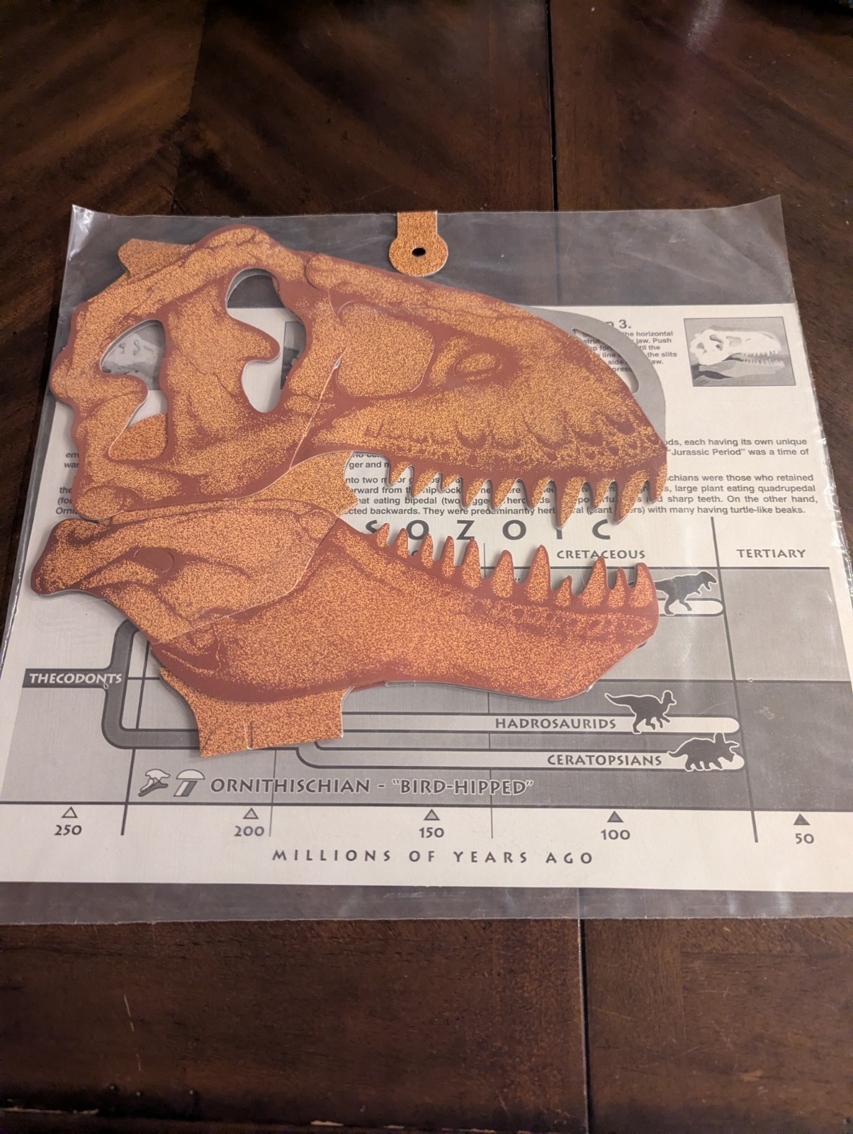 Dinosaur 3-D Paper Skull TYRANNOSAURUS Vintage 1993 Model Fossil New SEALED