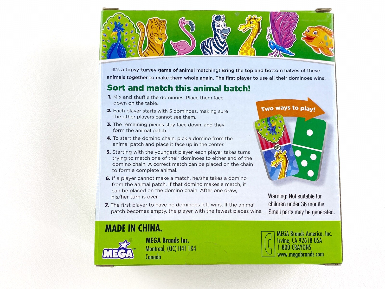 Leap Frog Animal Dominoes Sort & Match Education Toy Grade Pre-K 28 Pieces
