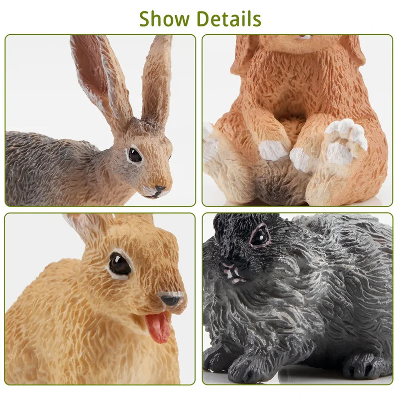 12Pcs Simulation Rabbit Farm Animal Model Toy Mini Rabbits Figures Dolls Action