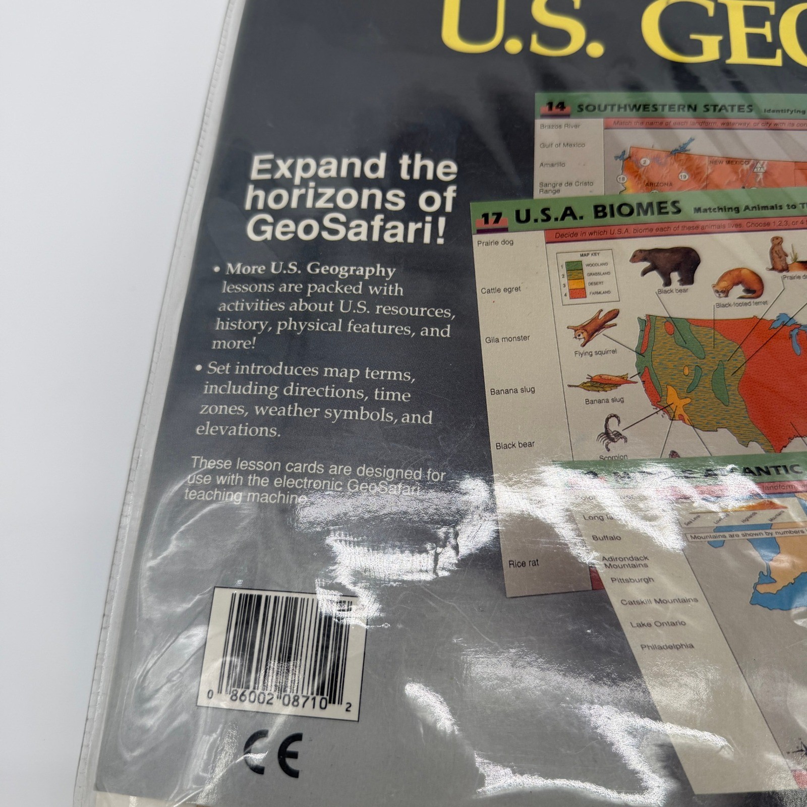 GeoSafari Lesson Game Cards–More US Geography Map SET EI-8710 VTG 1989 *READ