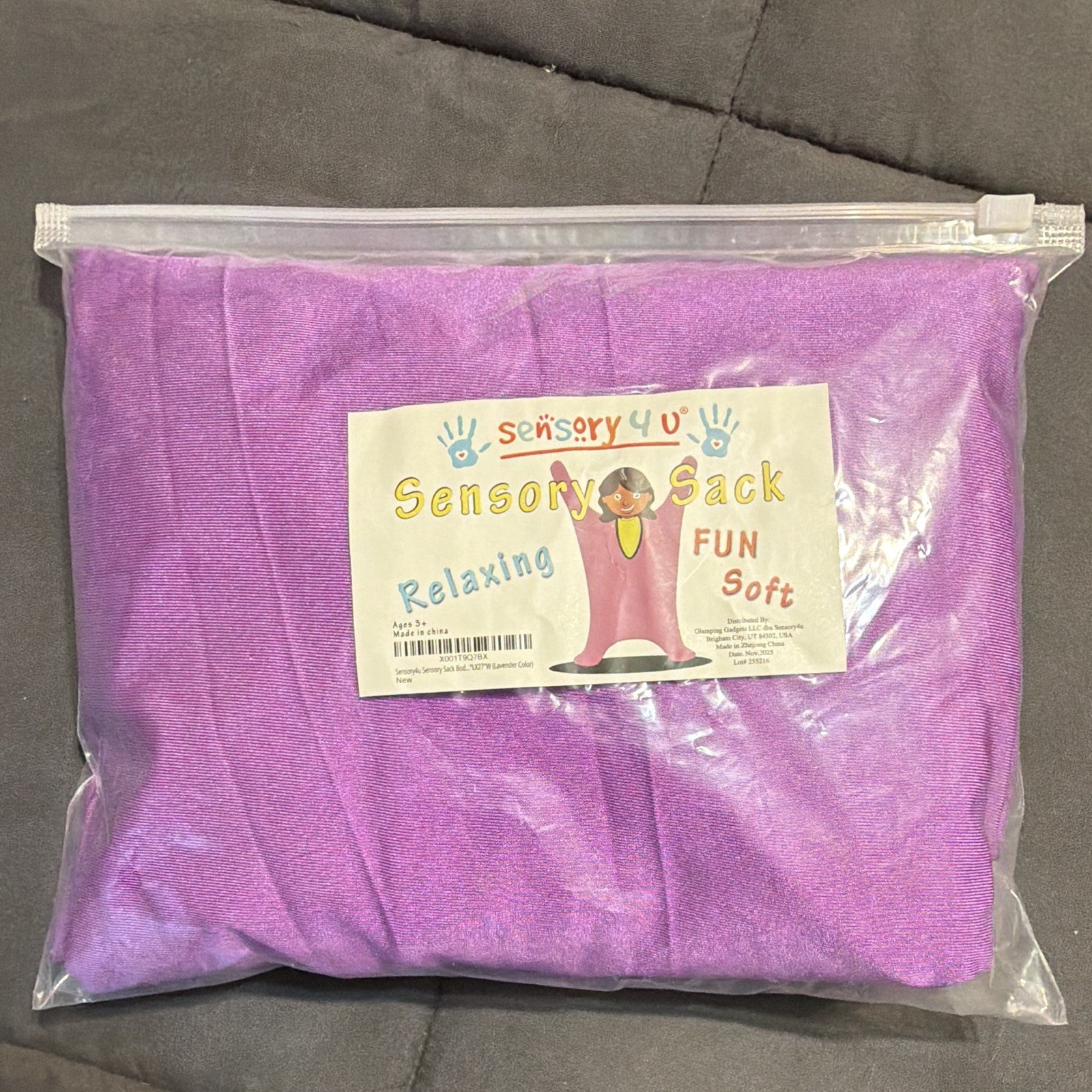 Sensory 4 U Sensory Sack Soft Purple Relaxing Fun, Ages 4-7, 5-7 Years