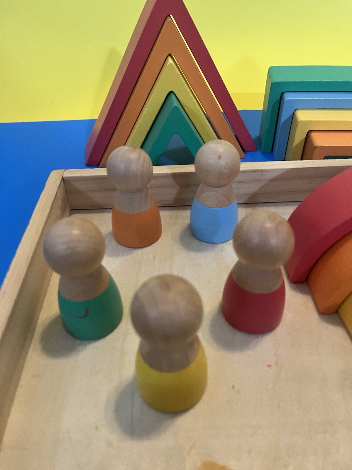 Montessori Rainbow Building Blocks And Little People