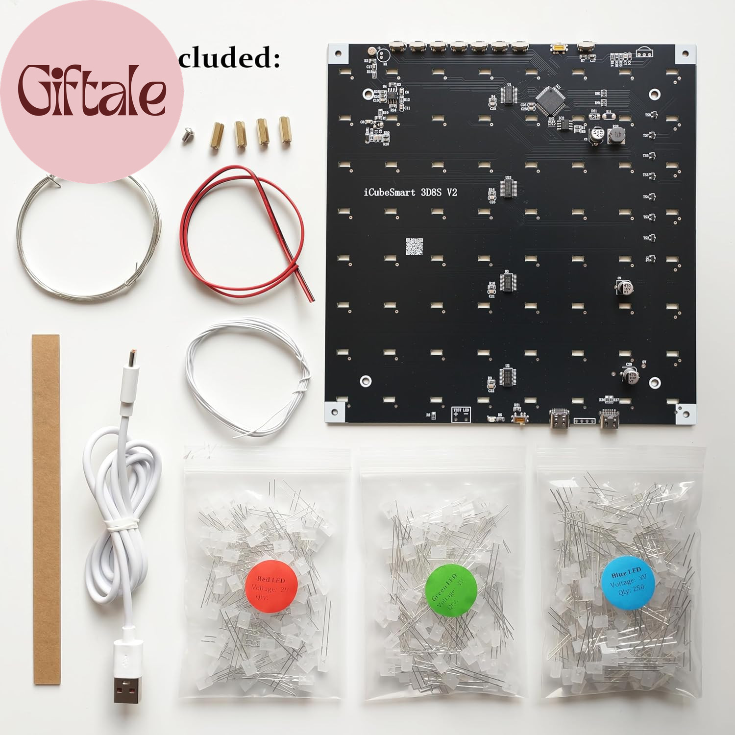 3D Led Cube DIY Electronics Kit 8X8X8 Led Cube DIY Soldering Project Kit(3D8S-Mu