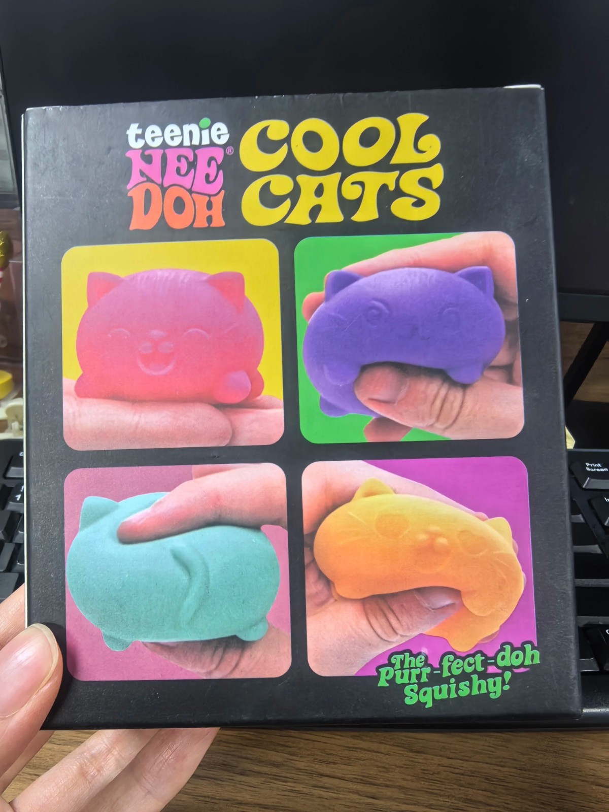 NeeDoh Teenie Cool Cats 3 Pack Mini Cat Fidget Toys Soft Squishy Stress Relief S