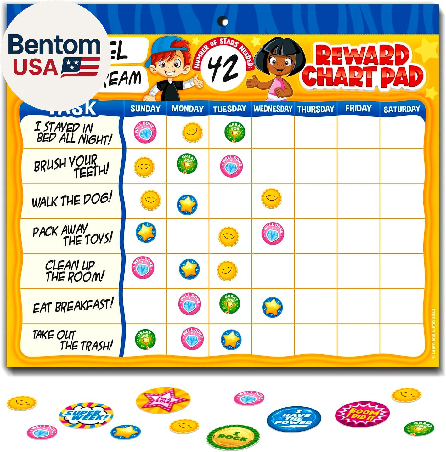 Behavior Reward Chart System – Pad with 26 Chore Charts for Kids, 2800 Stickers