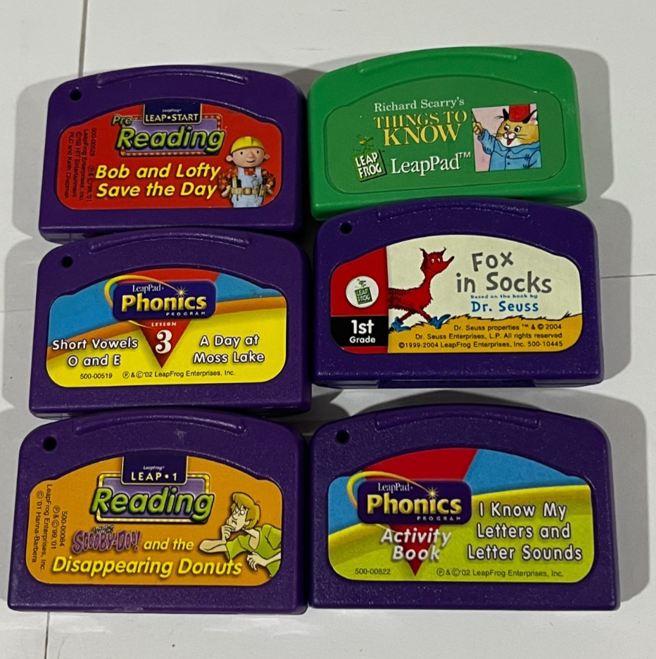Leap Frog Leap Pad Learning System Game Lot of 6 Scooby-doo, Bob the Builder