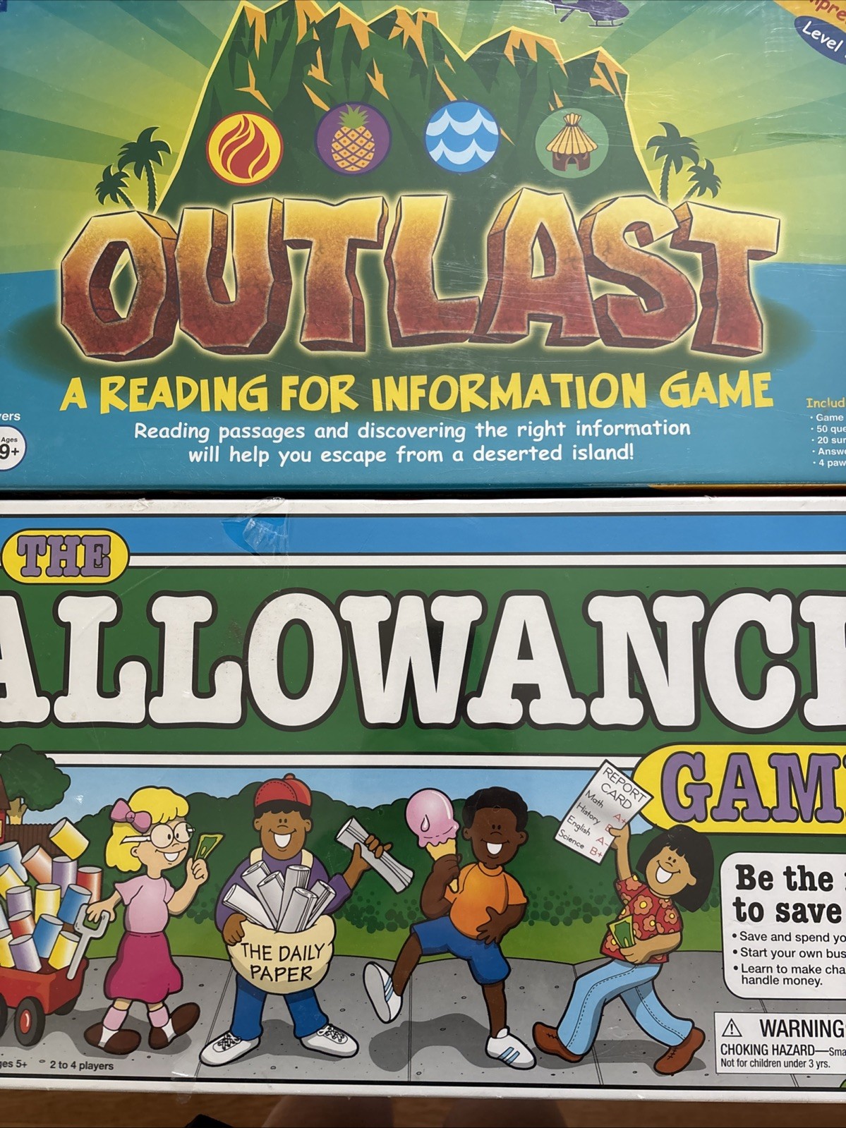 Lakeshore Learning Set Of 2 Board Games-Allowance Game And Outlast Reading Comp