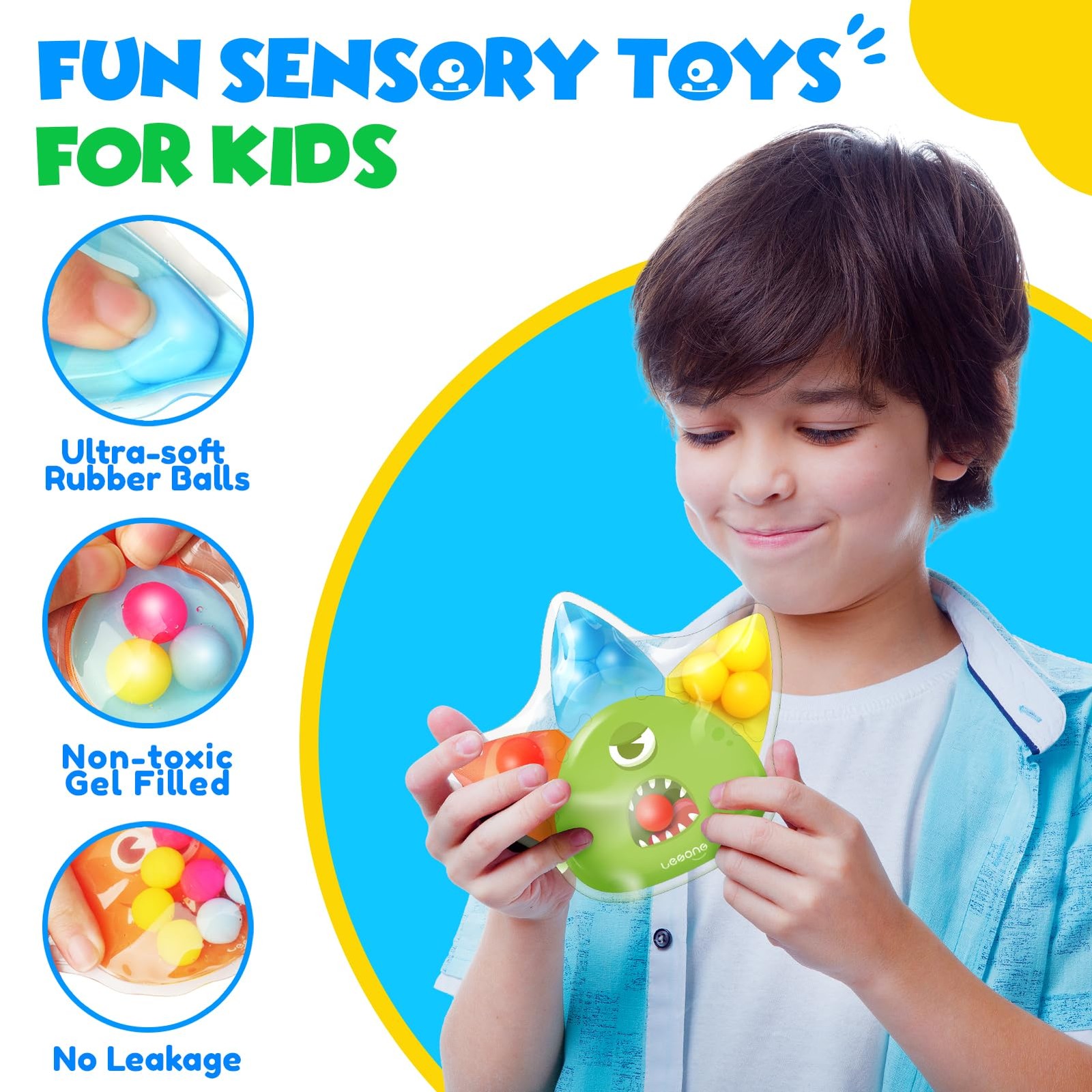 Sensory Fidget Toys for Kids Toddlers: 4 Pack Color Sorting Small, Multicolor