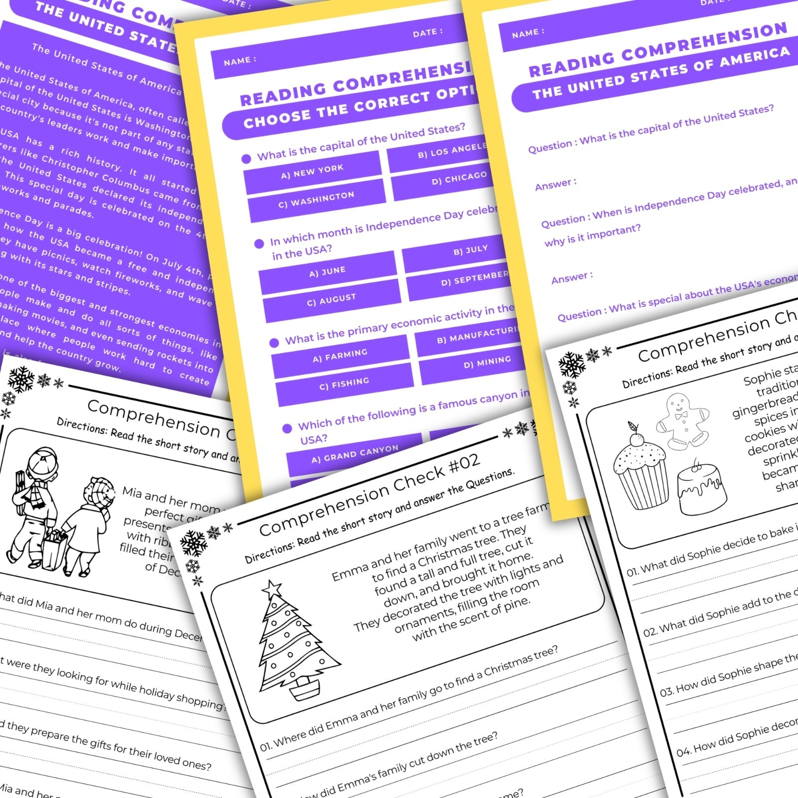 270 Reading Comprehension Worksheets For Kids | Printable | Digital Download