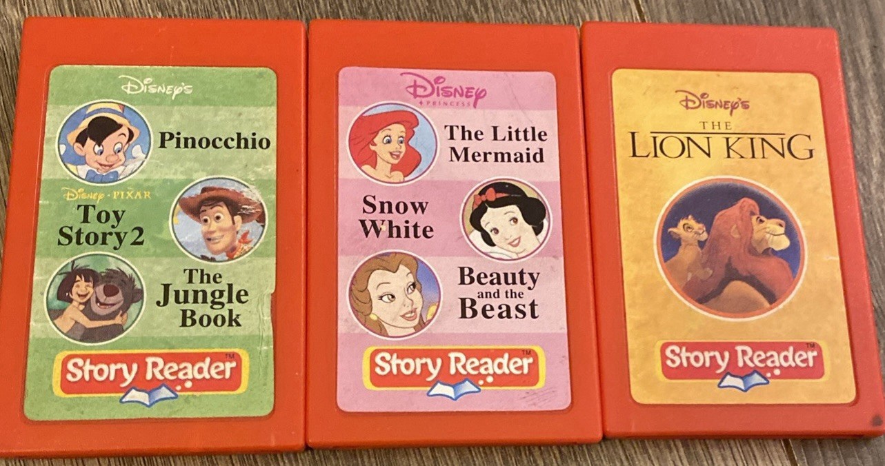 Story Reader Cartridges Lot 3 Disney Pinocchio Little Mermaid Lion King EUC