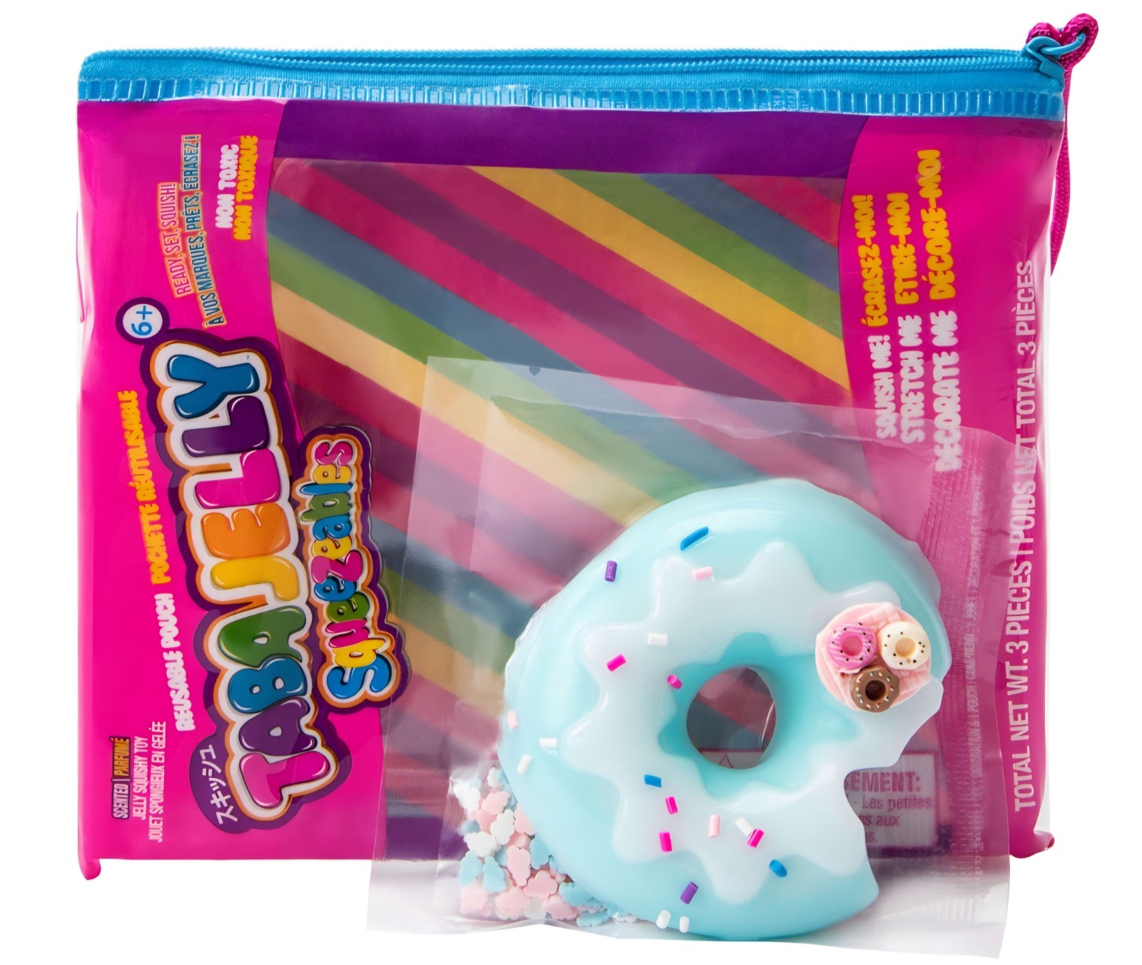 Taba Jelly Squeezeables Blue Donut Squishy, Blueberry Donut Squishi Squeeze Toy