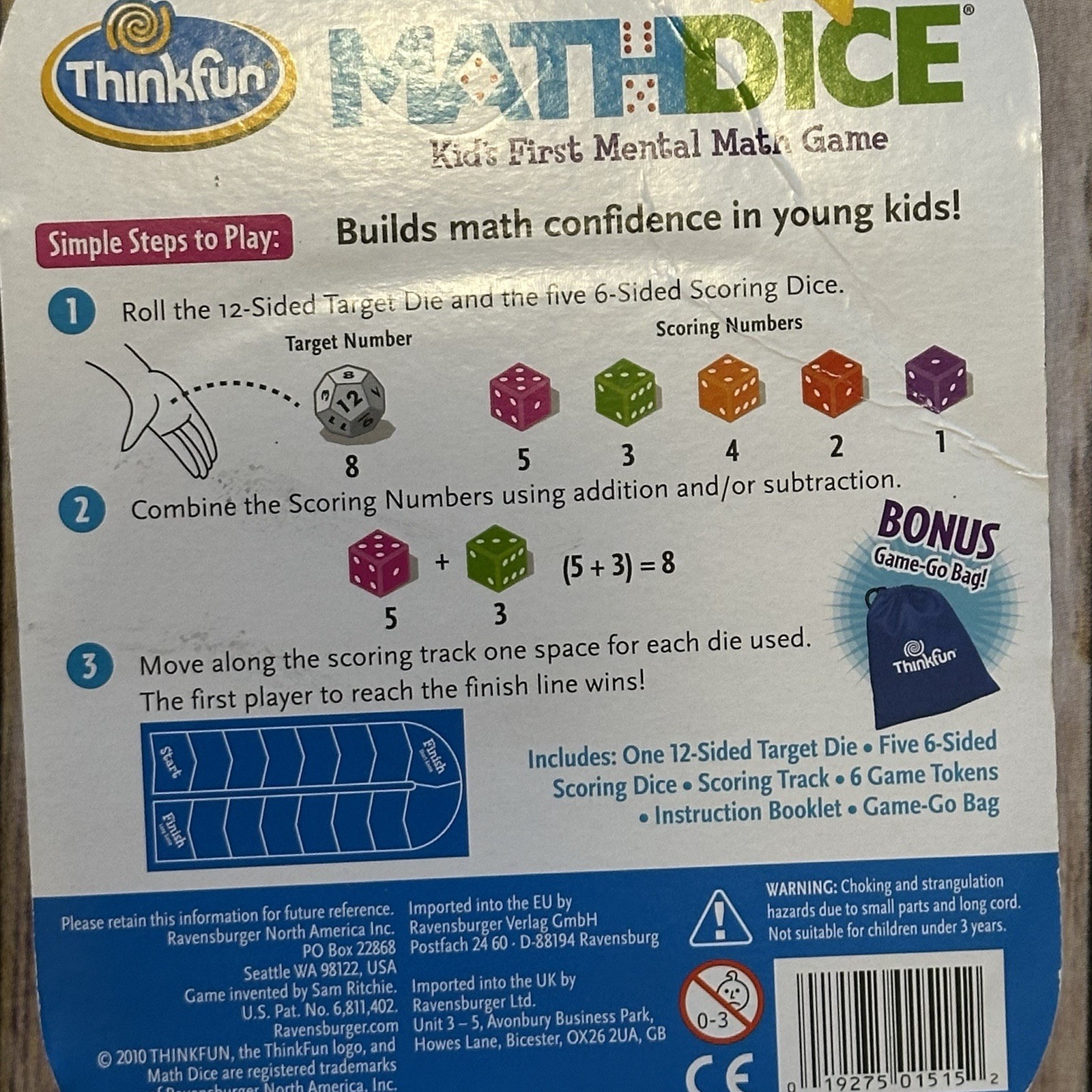Thinkfun Jr. Math Dice Game Kids First Mental Math Game Ages 6+ Educational Game