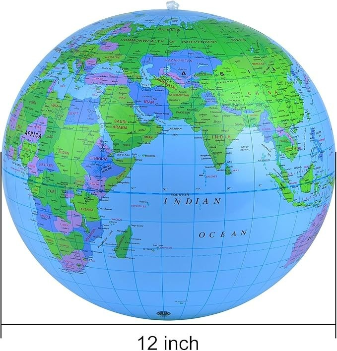 2 count: Inflatable Earth Globe Beach Ball, 12-inch Diameter, New Condition