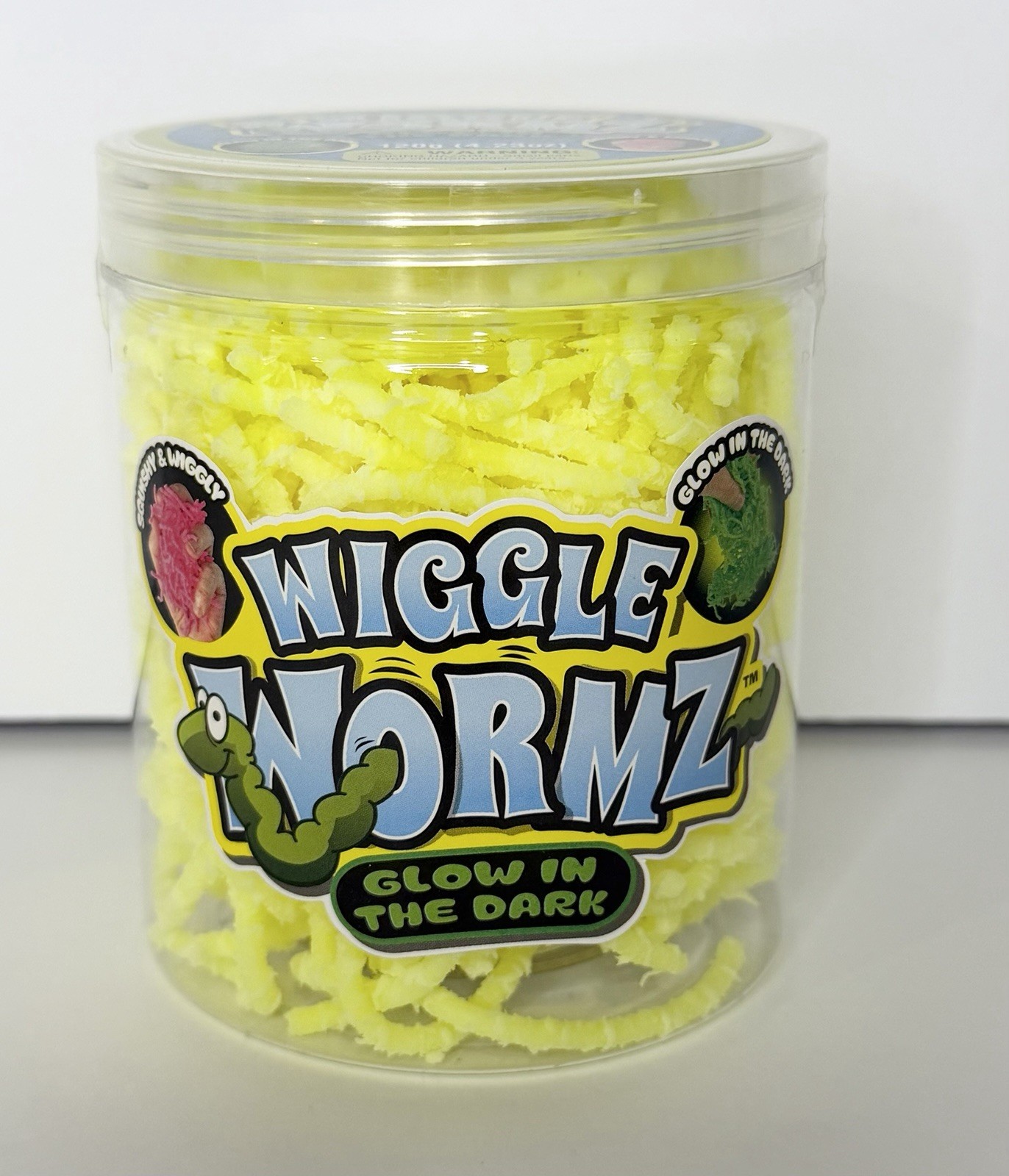 YELLOW Wiggle Wormz by Ja-Ru, Glow in the Dark Squishy Stretchy Worms Fidget Toy