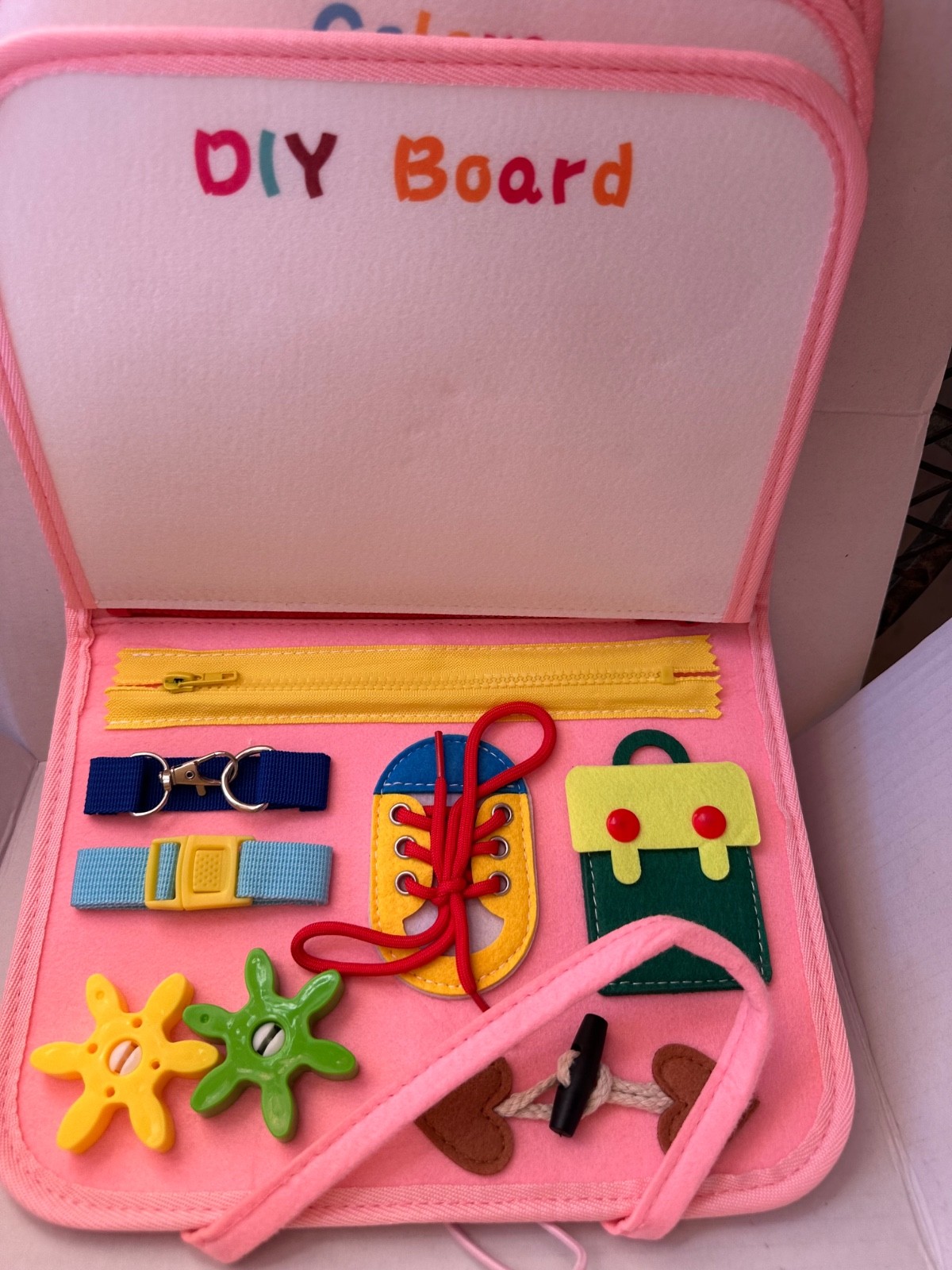 Montessori Felt Busy Board for Toddlers, Interactive Sensory Toy, Quiet Book