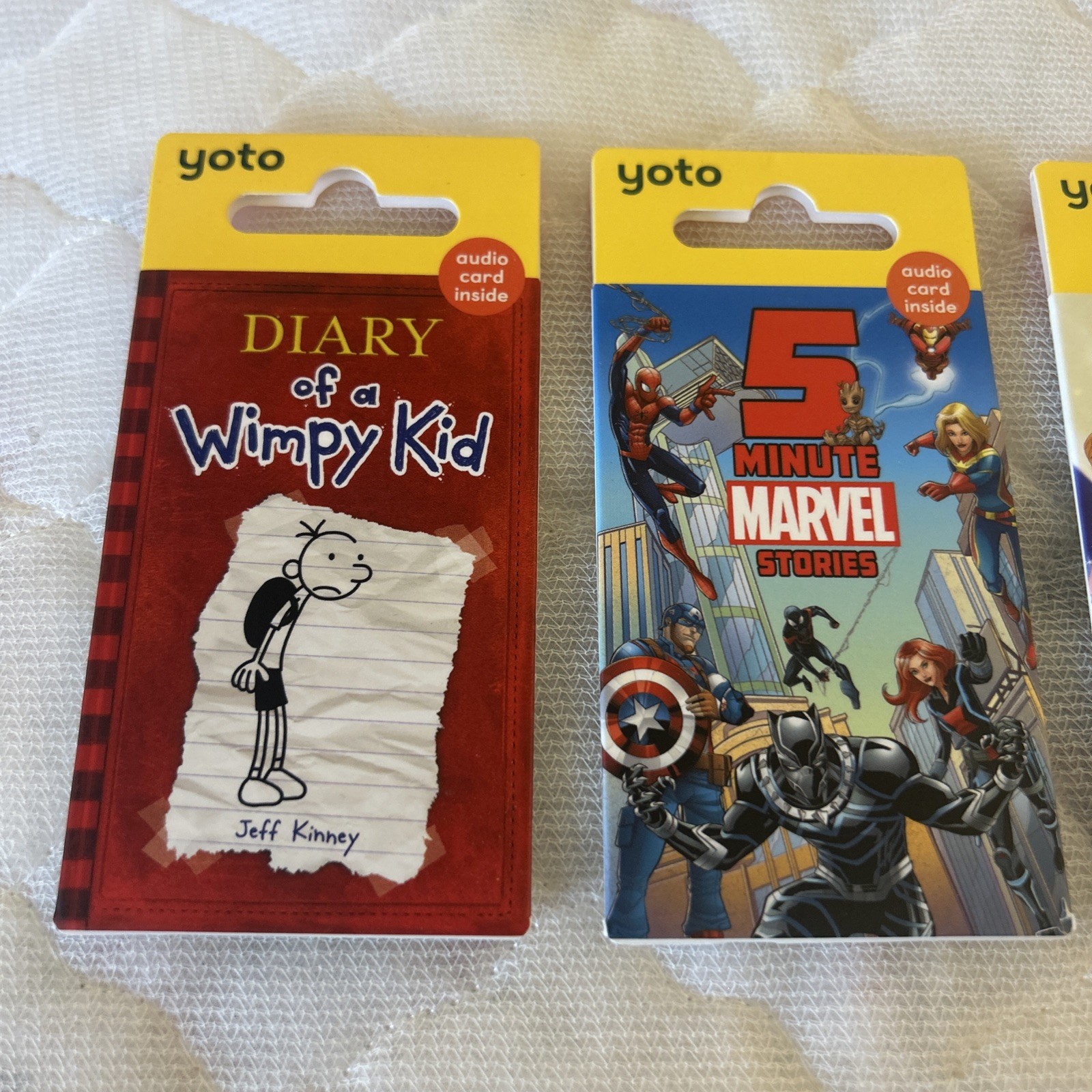 4 Yoto Cards Disney Moana sleepy time stories wimpy kid 5 minute marvel stories