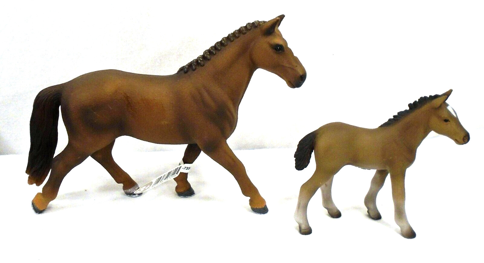 Schleich Brown Hanoverian Mare 2012 13729 & Foal 2003 13277 Model Horses Figures