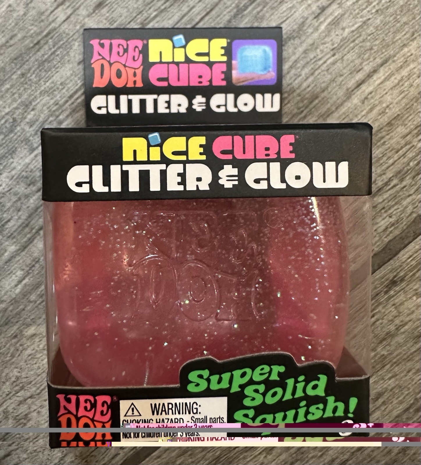 NeeDoh Nice Cube Glitter and Glow, Nee Doh Squishy Ice Cube X 1