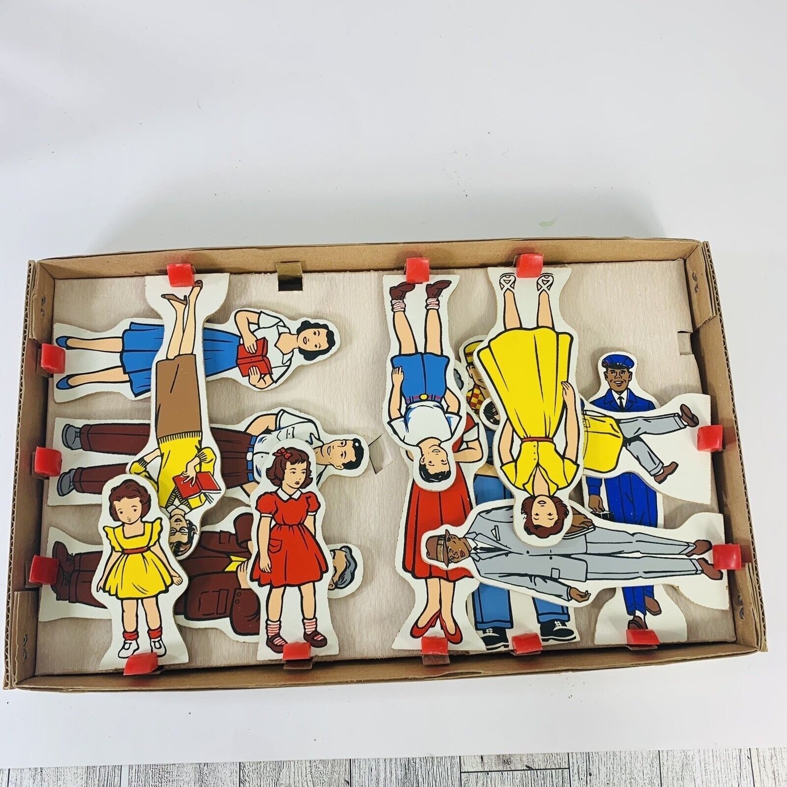 Vintage 1967 Story Board Set Modern Family Figures MCM Stand Up People By Judy
