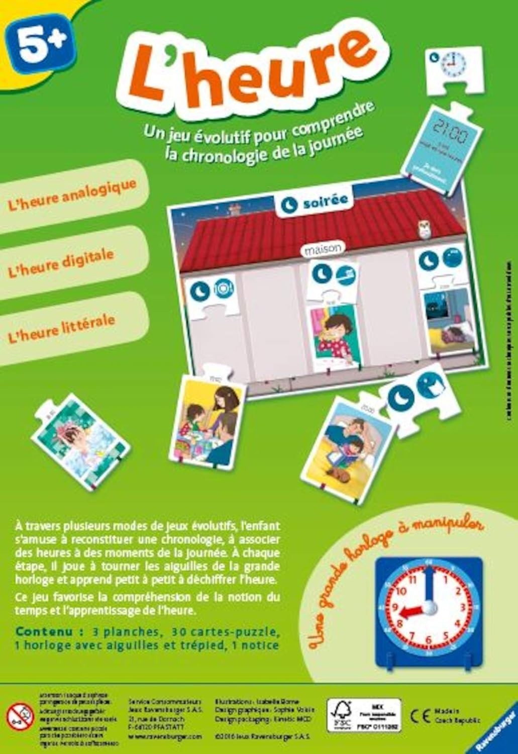 Ravensburger – Educational game – Time / L’heure – Learning game in french