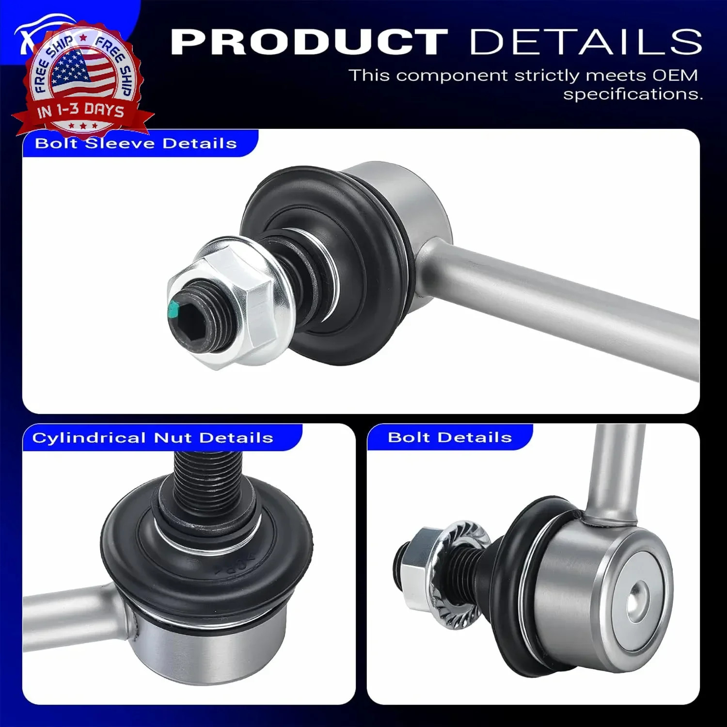 K750913 Zinc-Nickel Alloy Front Stabilizer Sway Bar End Link for 2018-2020 Toyot