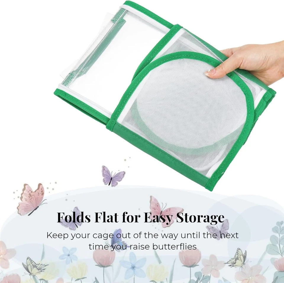 2 Pack Monarch Butterfly Habitat, 8″ Small Collapsible Insect Mesh Cage Terrariu