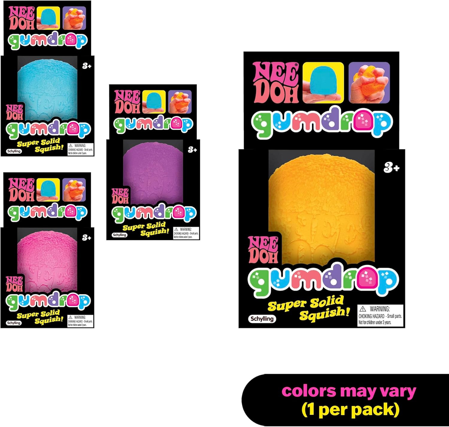 Needoh Gumdrop – Textured Sensory Toy with Super Solid Squish – 2.5″ Tall – Colo