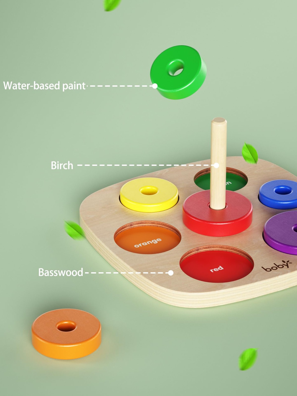 Dailyfunn Montessori Toys Wooden Rainbow Medium, Red, Yellow, Green, Blue