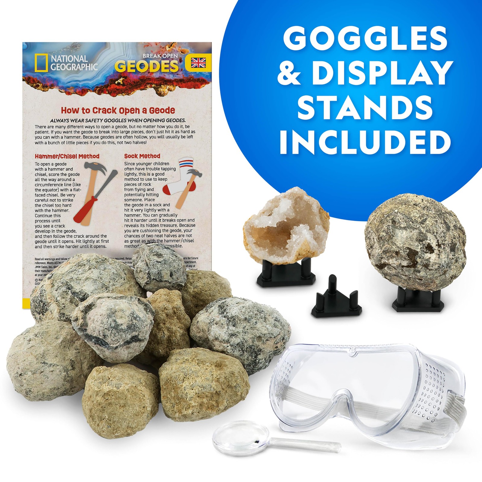 Blue Marble National Geographic Break Open 15 Premium Geodes Science Kit –