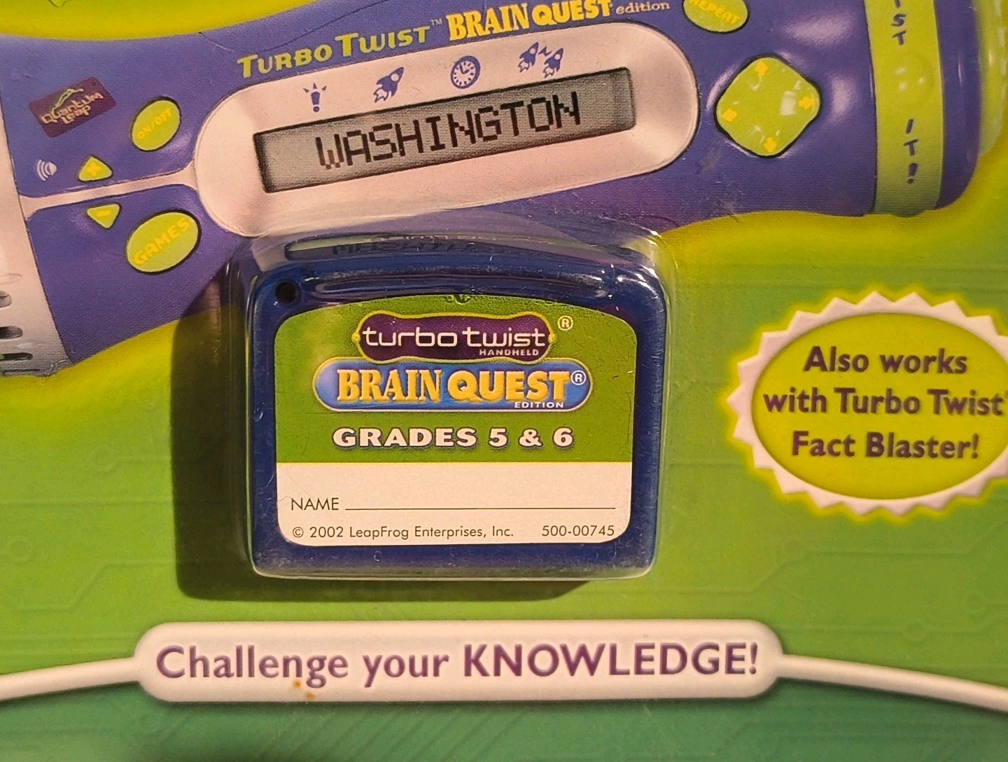 Turbo Twist Brain Quest Cartridge ONLY 1st-2nd Grade LeapFrog NEW SEALED 2002