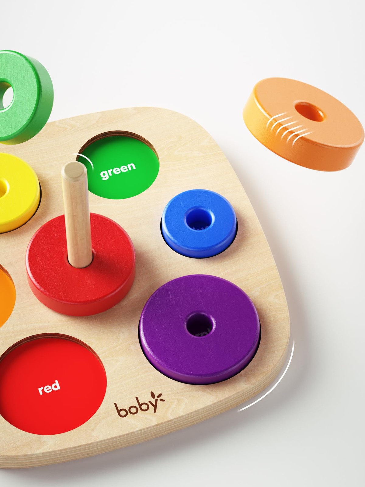 Dailyfunn Montessori Toys Wooden Rainbow Medium, Red, Yellow, Green, Blue