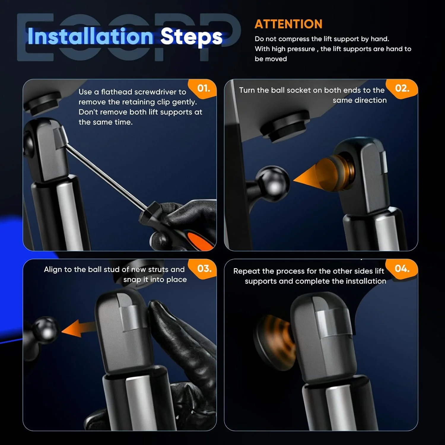 ECCPP® Lift Supports Front Hood Struts Gas Springs Shocks for 2002-2010 for Ford