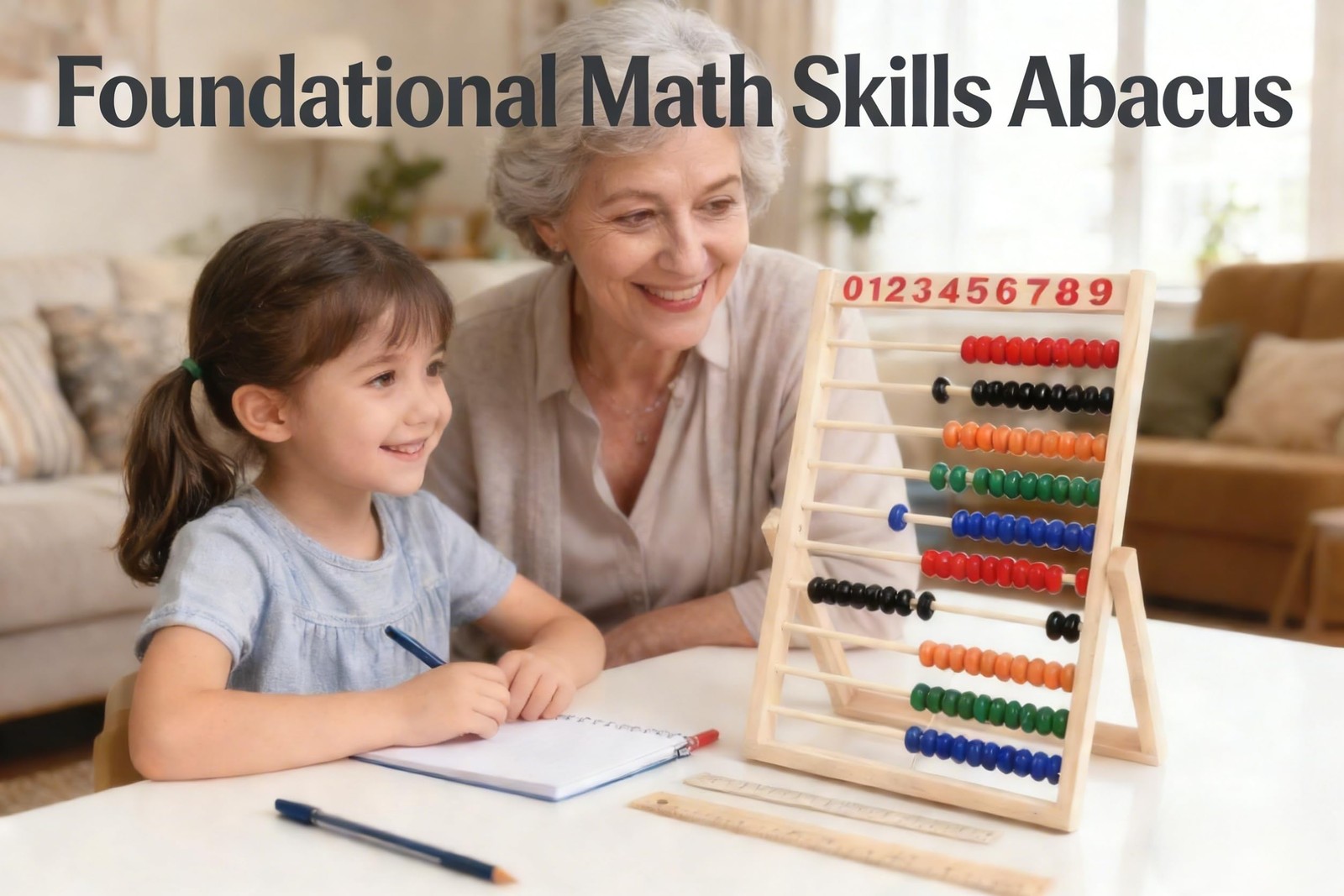 MAGIKON Wooden Abacus, 10 Rows Counting Frame 11.5in for Math | Wood, 11.5in, 10
