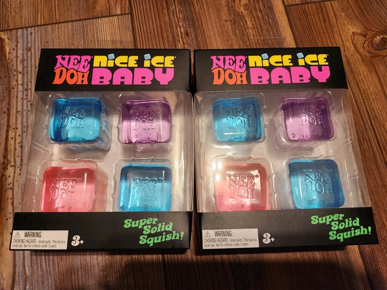 Lot of 2 NeeDoh Nice Ice Baby 4 Pack Viral Nee Doh Mini Cube Pink Blue Purple