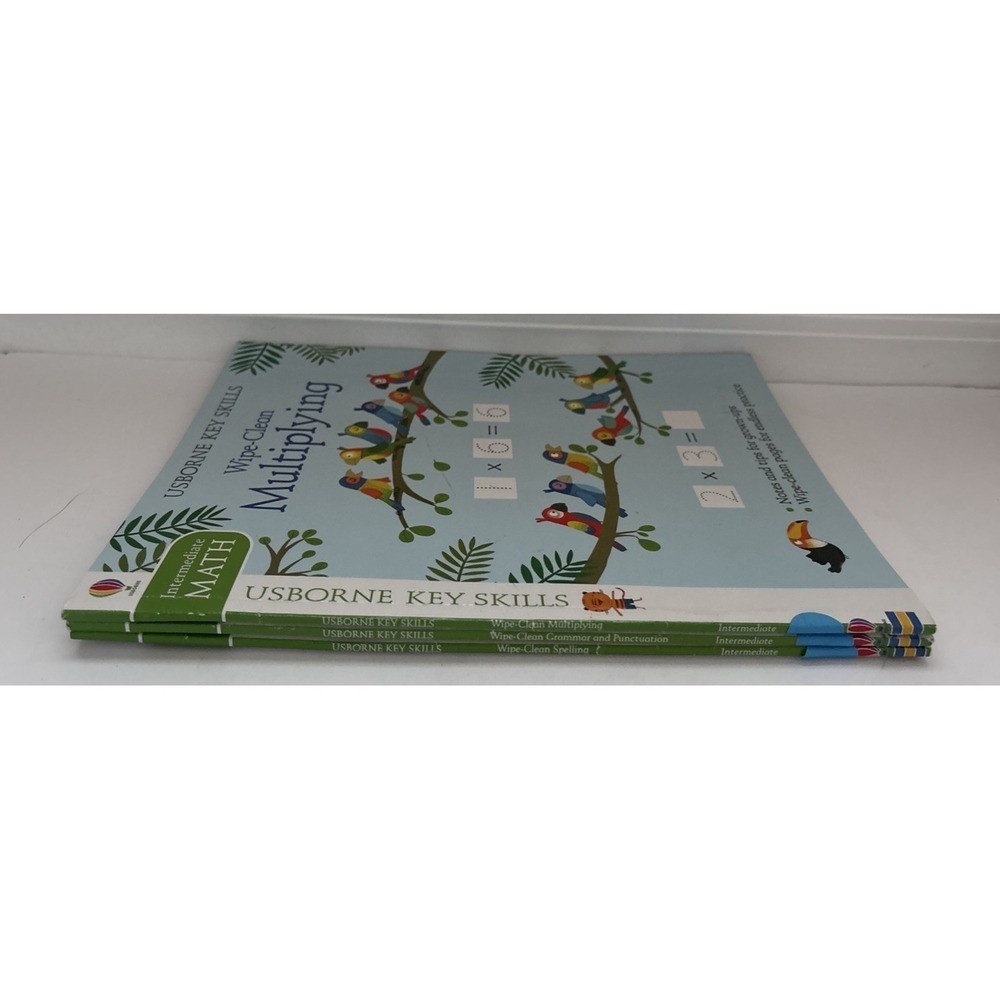 USBORNE Key Skills Lot 3 Wipe Clean Books Workbooks Intermediate MATH/LANGUAGE
