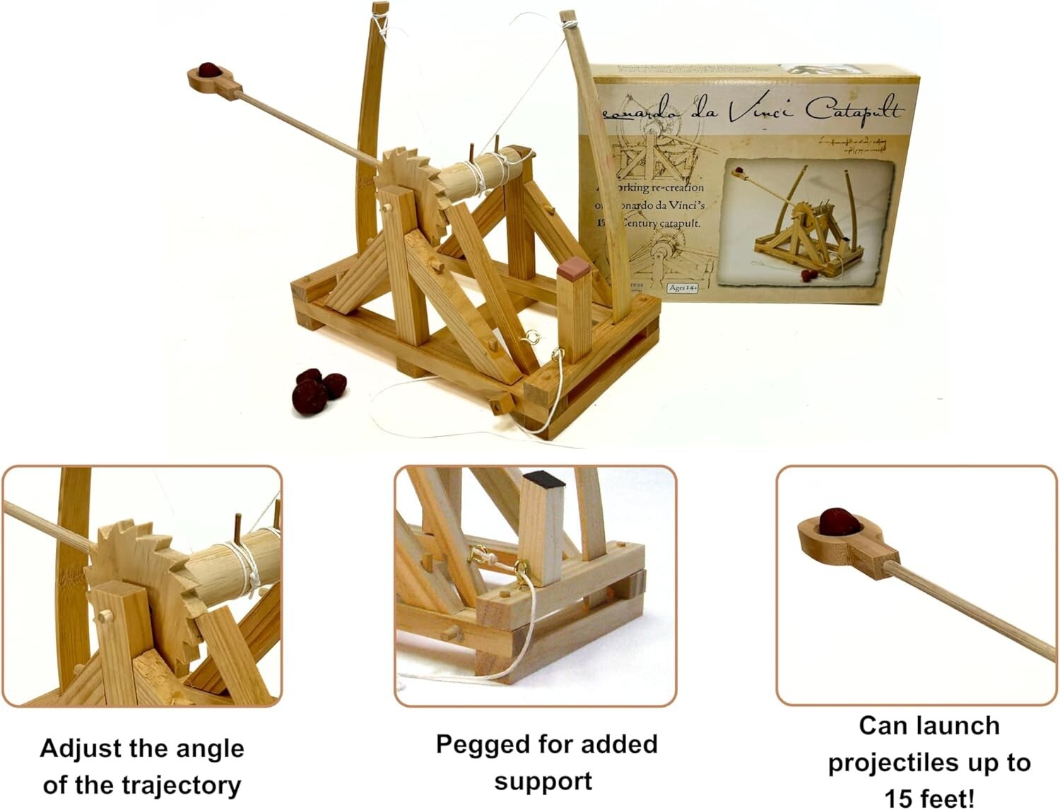 High Power Catapult Leonardo da Vinci Catapult Trebuchet Science Kids Age 12-14