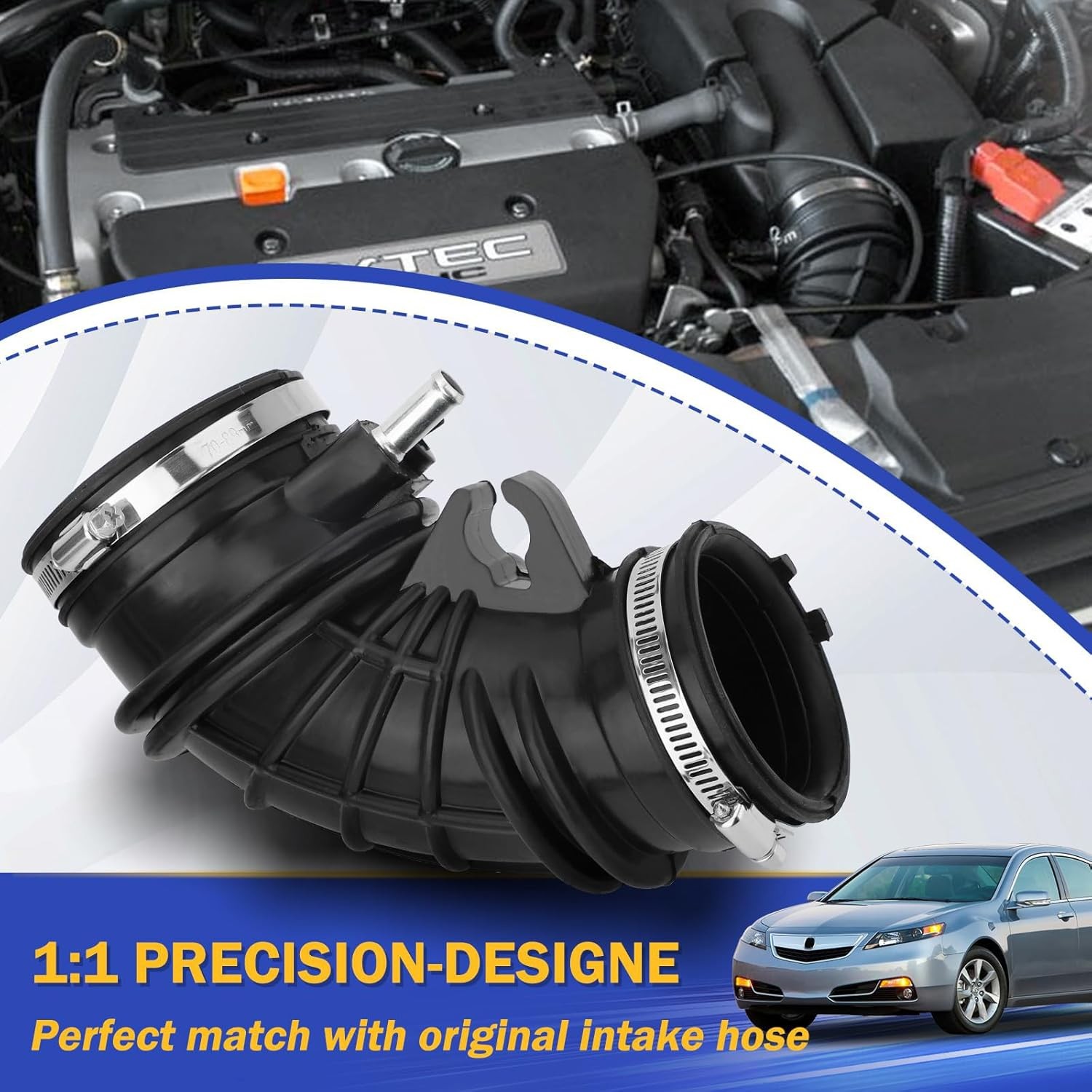 Air Intake Hose with Clamps for 2002-2004 Honda CR-V CRV 2002-2006 Acura RSX bas