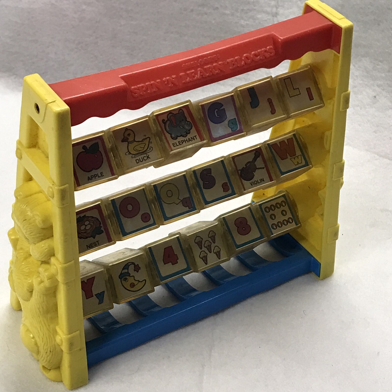 Vintage 1987 Shelcore Spin N’ Learn Blocks Collectible Alphabet Toddler Toy Bear