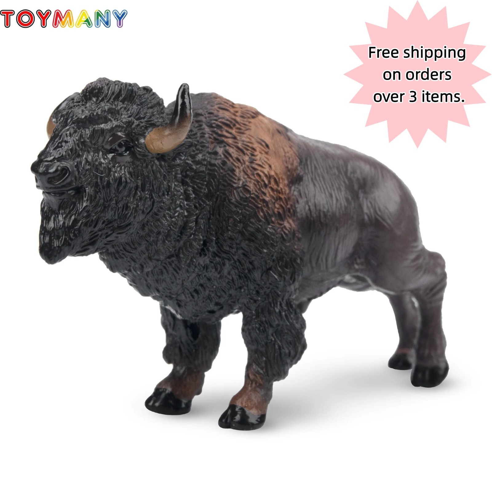 Toymany Mini American Bison Figurine Toy – Small Size